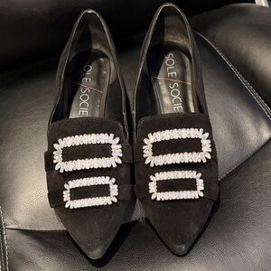 Sole Society Elegant Black Flats with Sparkling Accents